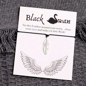 Black Swan Wish Bracelet Feather Charm Bracelet NEW 🦢